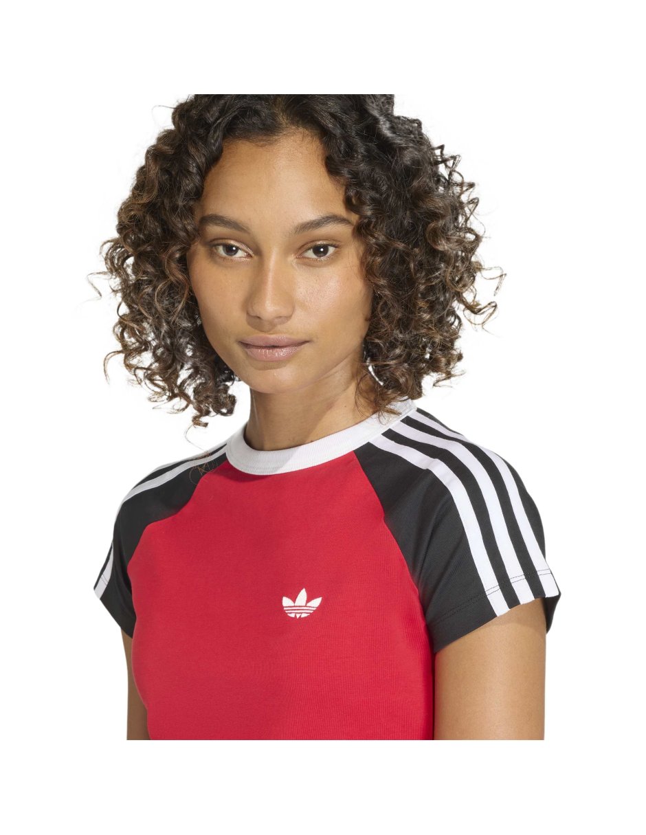 Playera manga corta Adicolor  cuello V para mujer 5