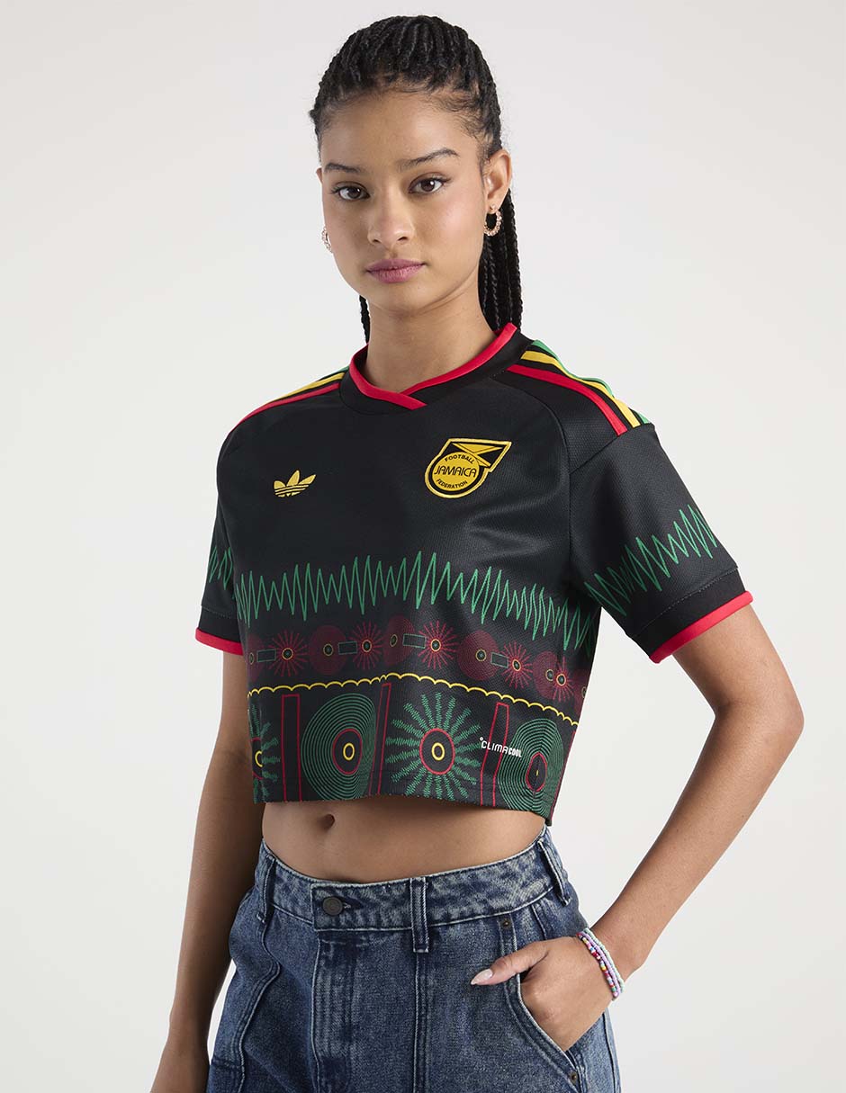 Playera 'manga' corta federación jamaica 'cuello' redondo 'para mujer'