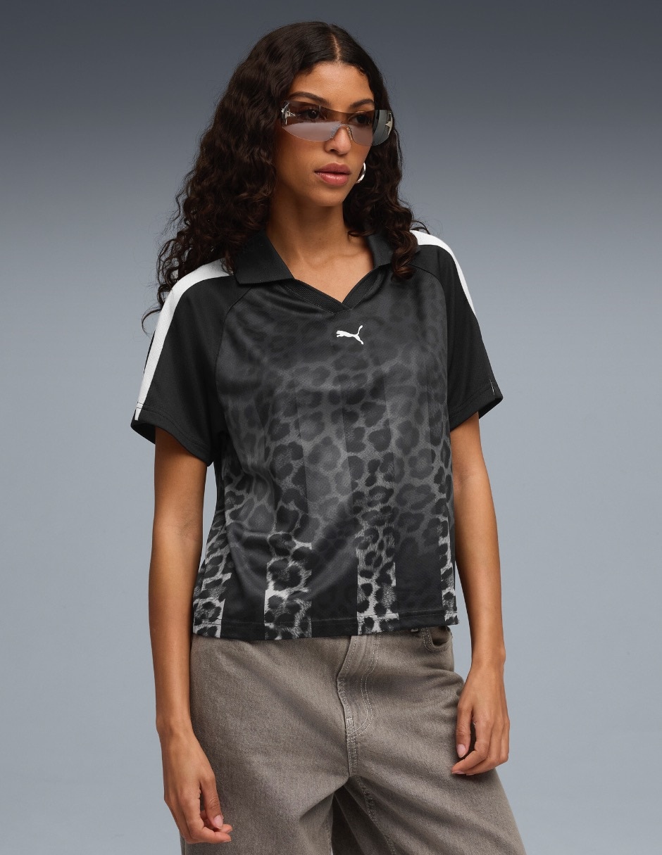 Playera manga corta T7 Leo Luxe cuello polo para mujer