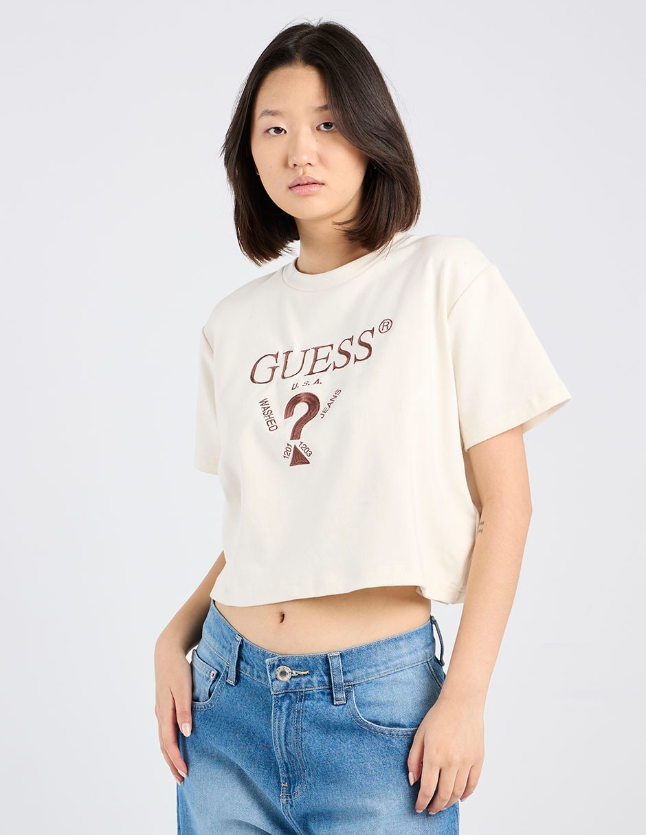 Playera manga corta cuello redondo para mujer