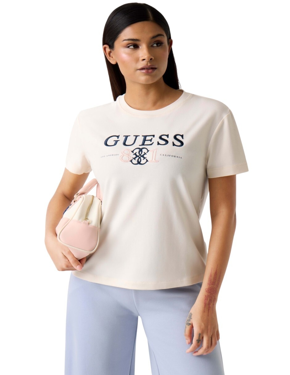 Playera manga corta cuello redondo para mujer
