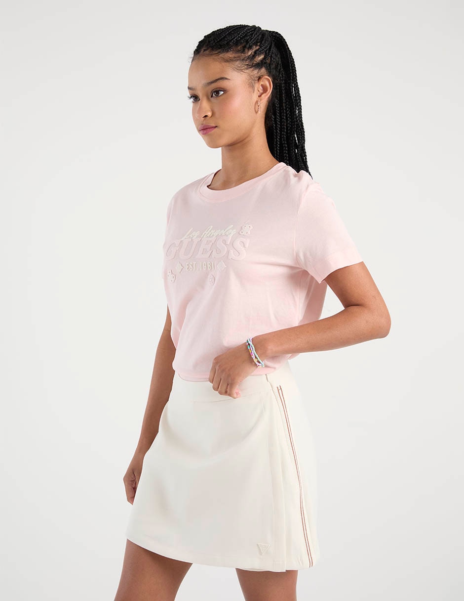 Playera manga corta cuello redondo para mujer