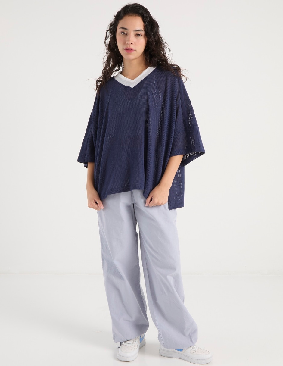 Playera manga 3/4 cuello V para mujer 3