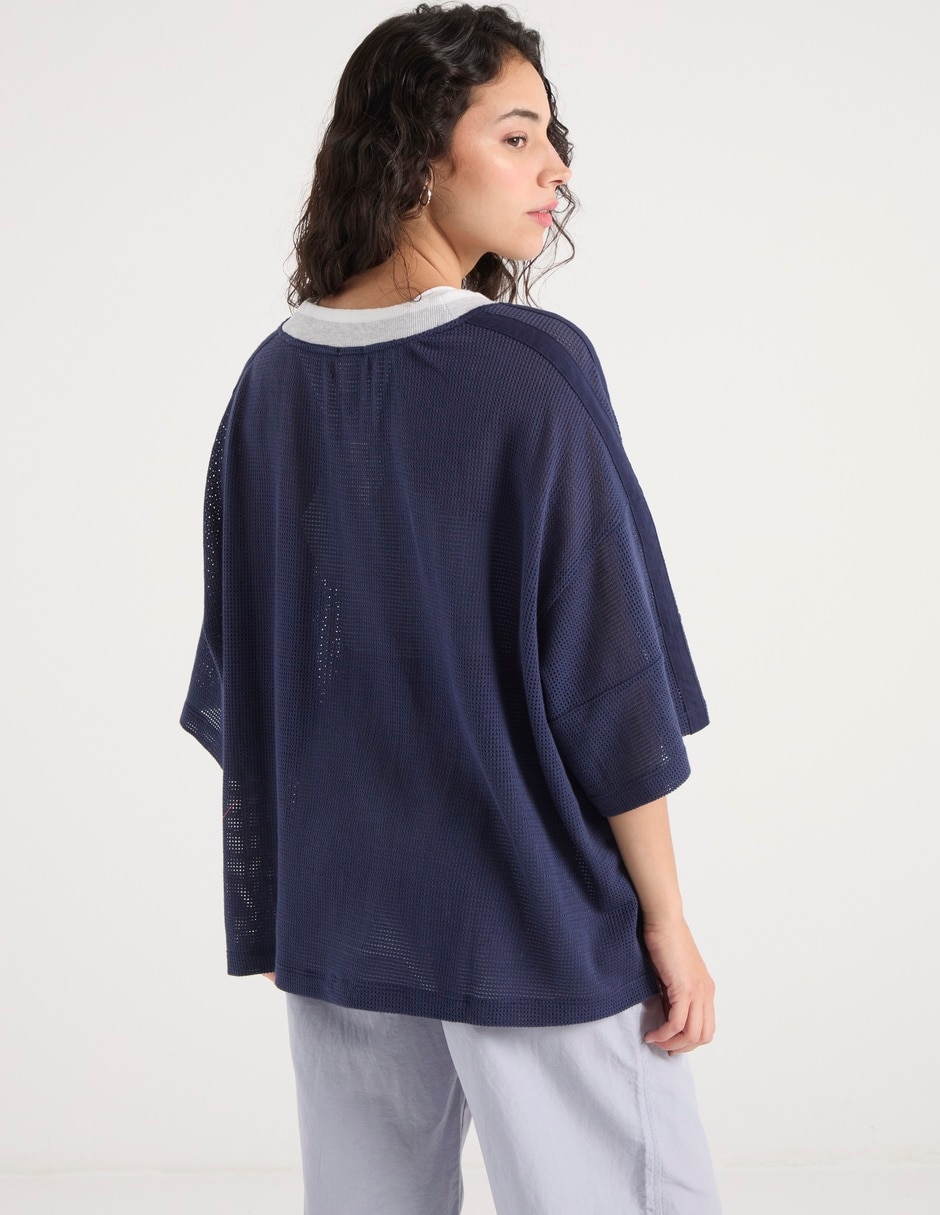 Playera manga 3/4 cuello V para mujer 6