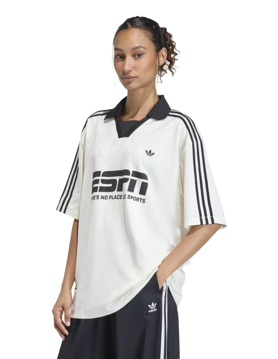 Playera manga corta Football Jersey cuello camisero para mujer