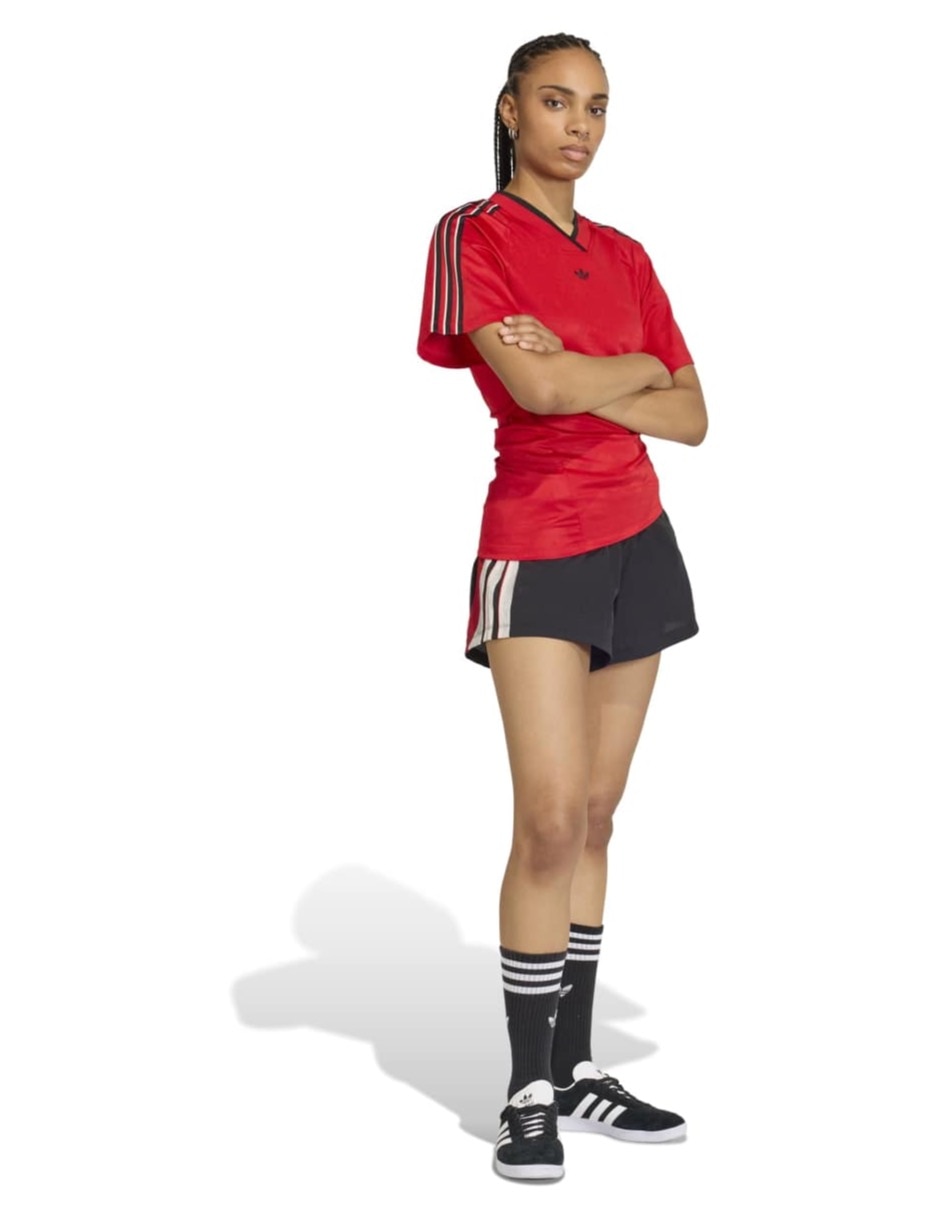 Playera manga corta Rouched Foot J cuello V para mujer 4