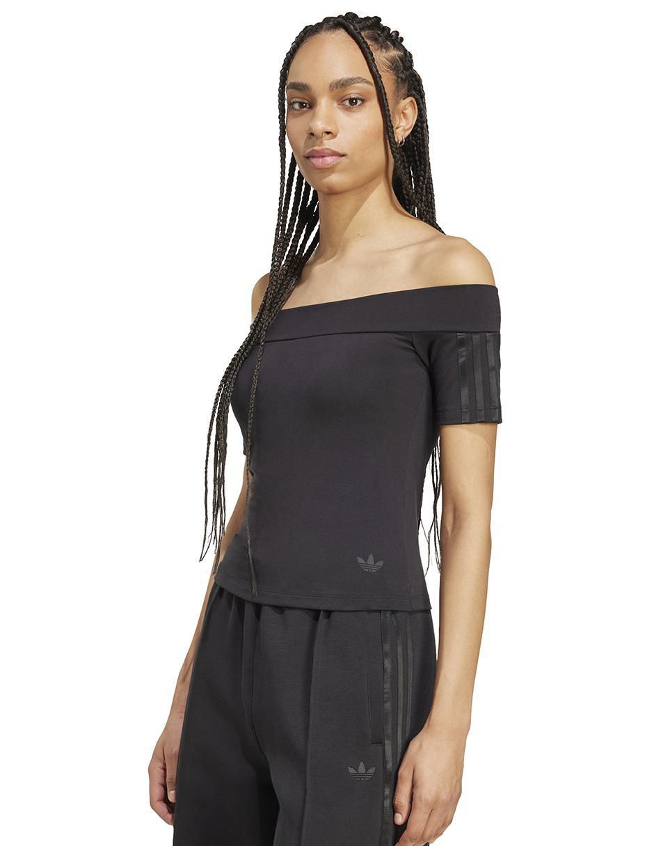 Playera manga corta Adicolor cuello con escote para mujer