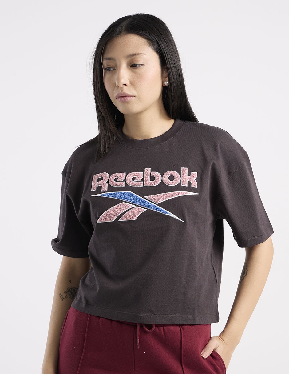 Playera manga al codo cuello redondo para mujer