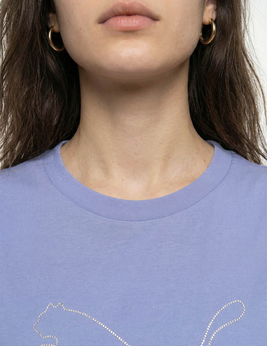 Playera manga corta Bedazzled cuello redondo para mujer 4