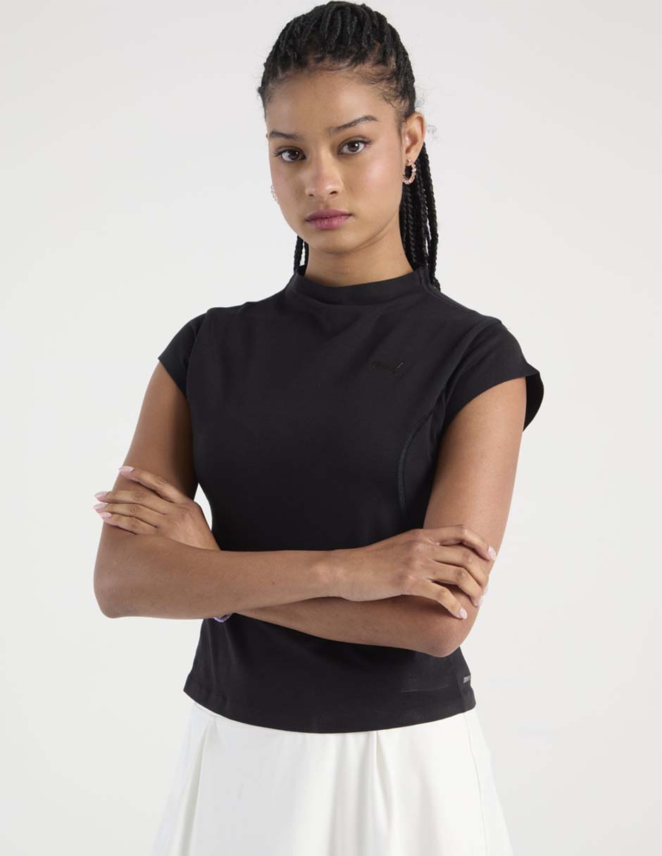 Playera manga corta cuello alto para mujer 2
