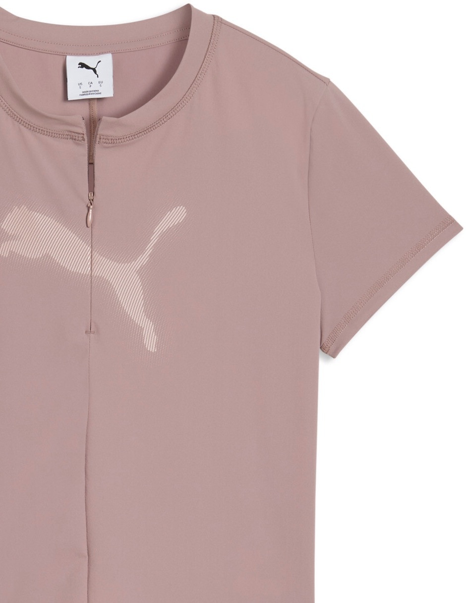 Playera manga corta Dare to cuello con cierre para mujer 3