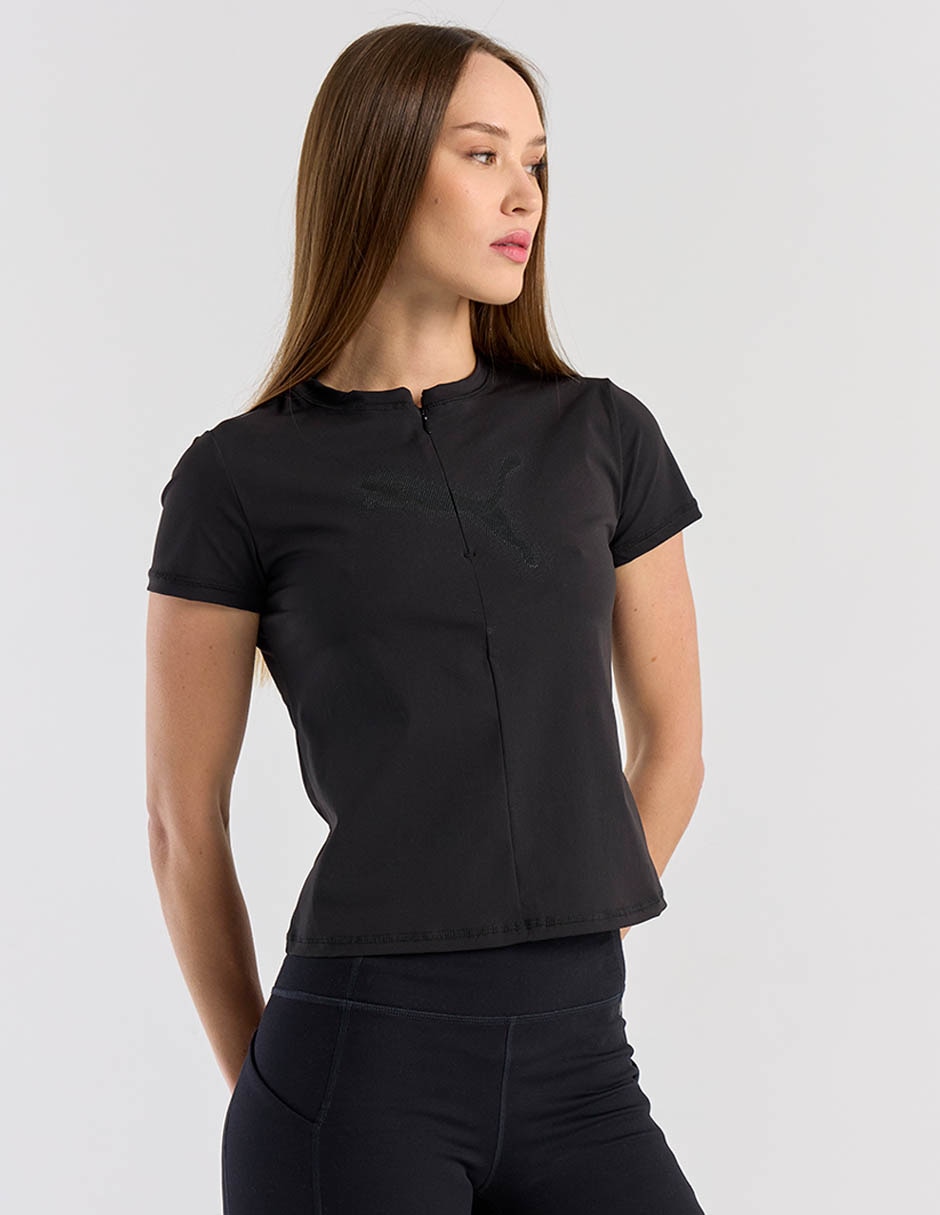 Playera manga corta cuello con cierre para mujer 2