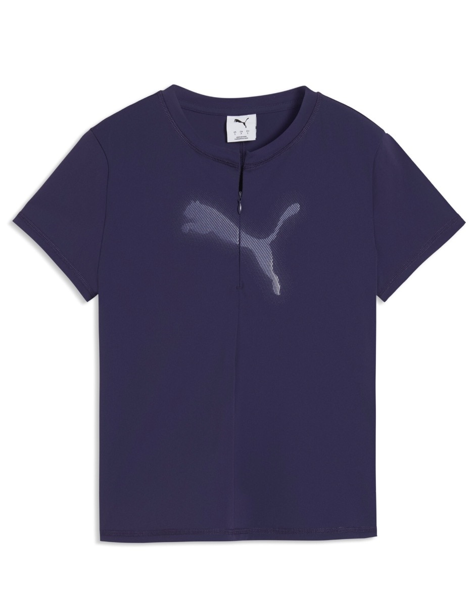 Playera manga corta cuello con cierre para mujer