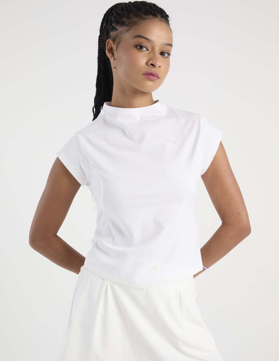 Playera manga corta cuello alto para mujer 2