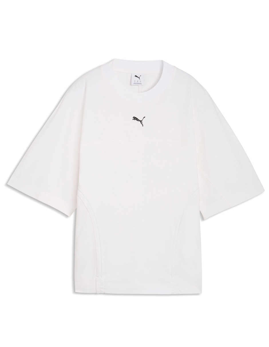 Playera manga al codo cuello redondo para mujer