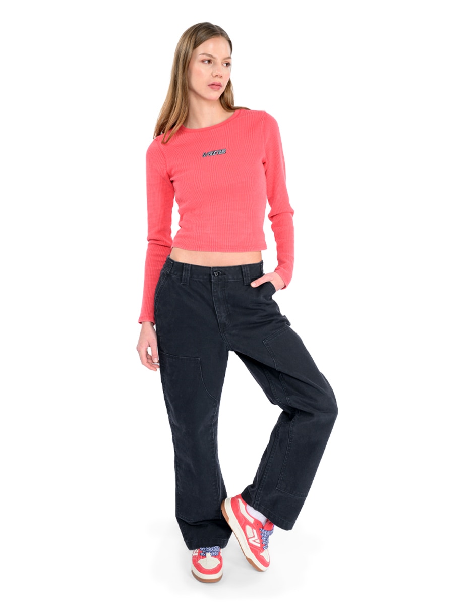 Playera manga larga cuello redondo para mujer 2
