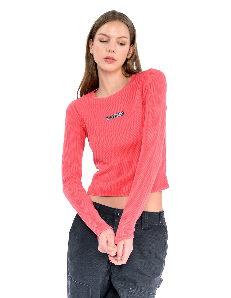 Playera manga larga cuello redondo para mujer 3