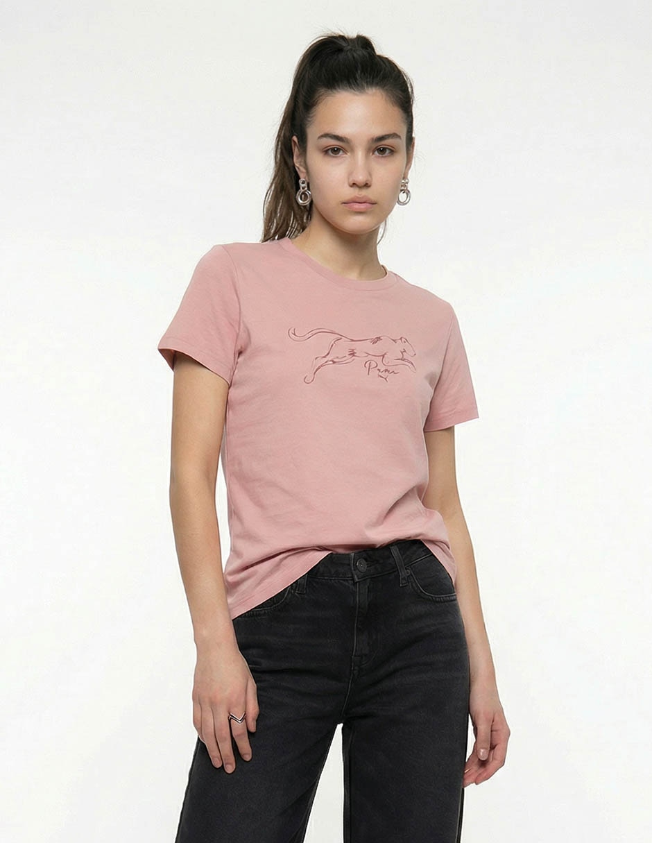 Playera manga corta cuello redondo para mujer