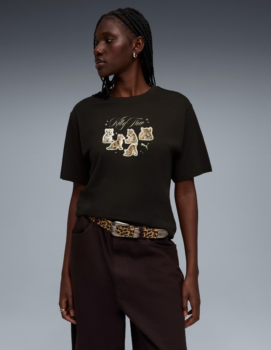Playera manga corta cuello redondo para mujer