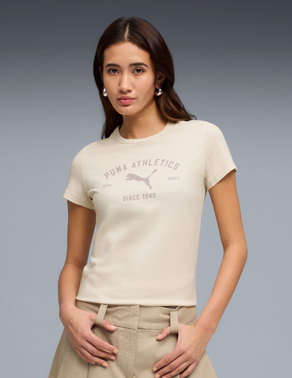 Playera manga corta cuello redondo para mujer