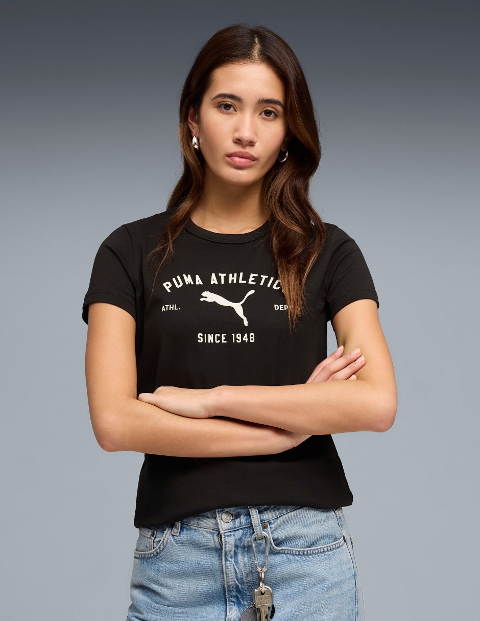 Playera manga corta cuello redondo para mujer