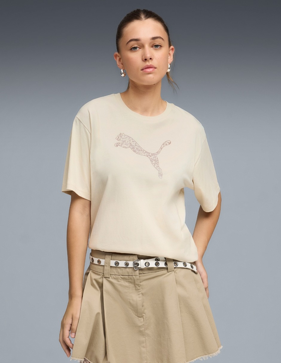 Playera manga corta cuello redondo para mujer