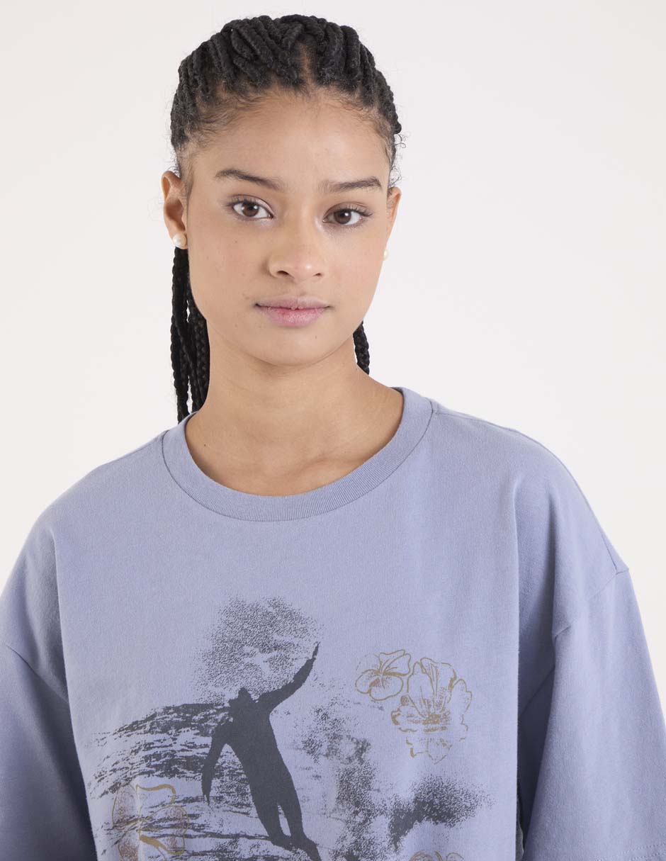 Playera manga al codo cuello redondo para mujer 4