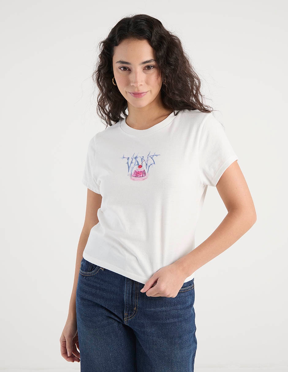 Playera manga corta cuello redondo para mujer