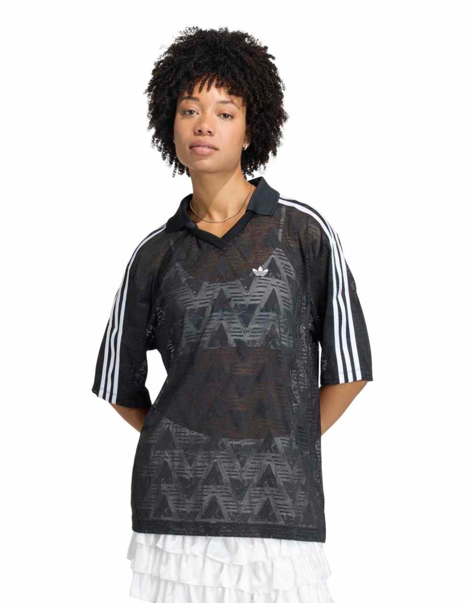 Playera manga al codo cuello V para mujer