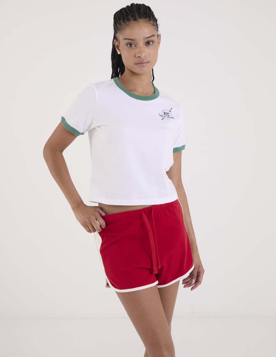 Playera manga corta cuello redondo para mujer